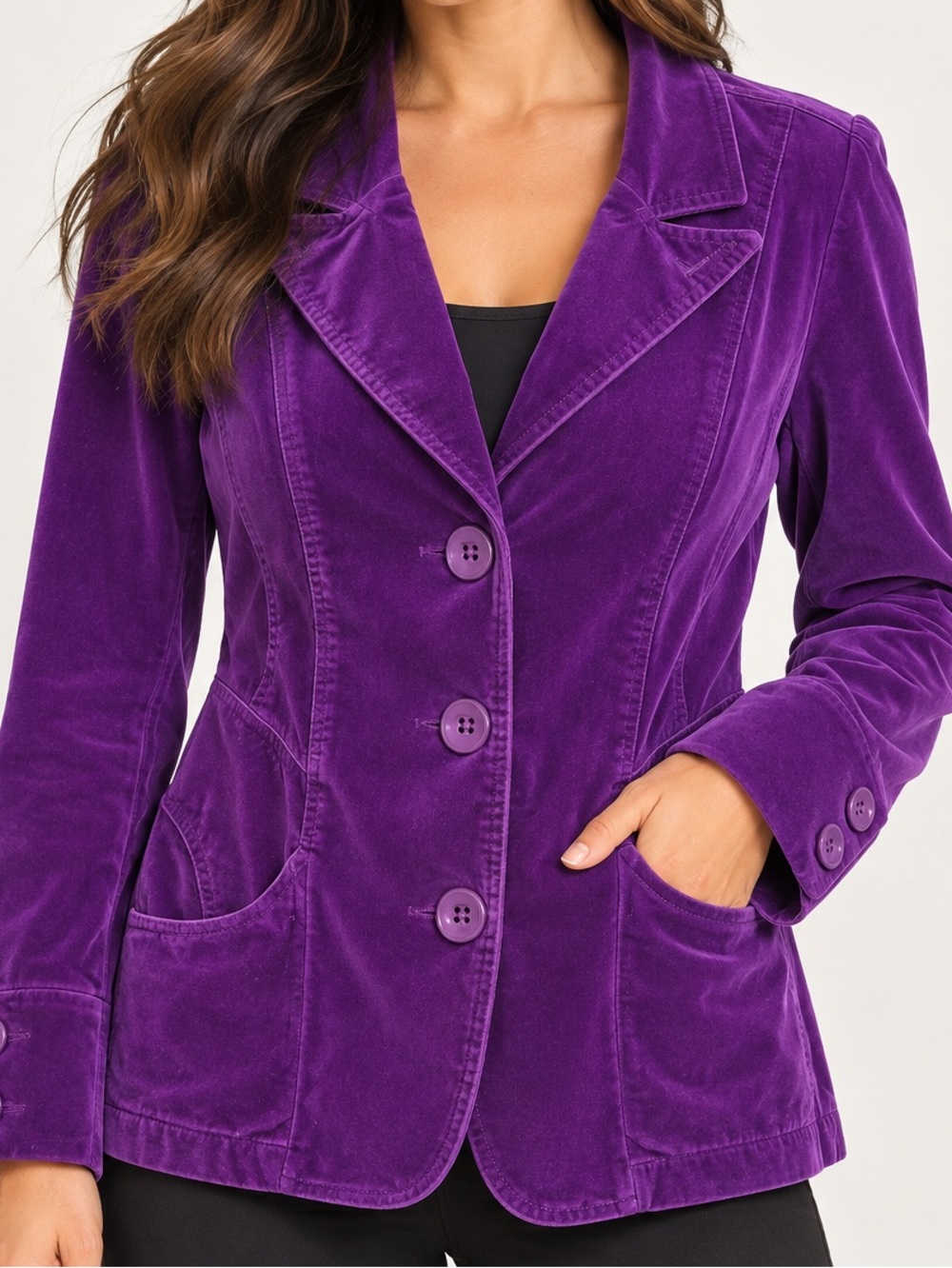 Purple Velvet Blazer Jacket